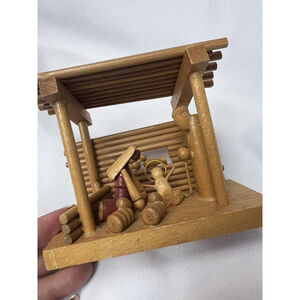 Vintage? Mini Nativity Scene Manger Wooden Wood Christmas Baby Jesus Mary